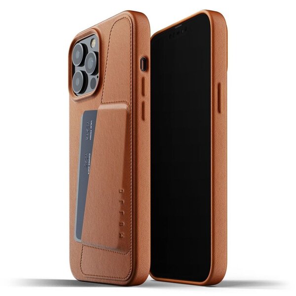 Mujjo Full Leather Wallet Case for iPhone 13 Pro Max Tan