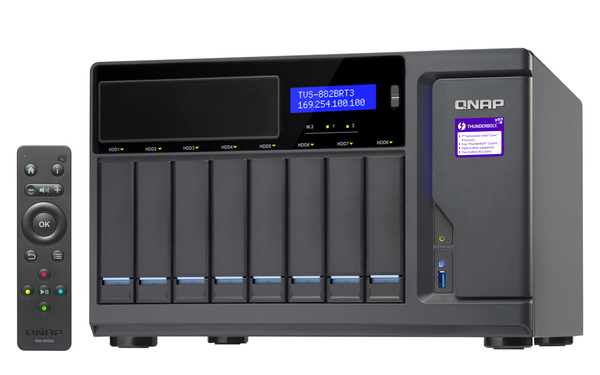QNAP TVS-882BRT3-ODD-i7-32G 8-bay NAS 1 xBlu-ray optical drive bundlled 4 x Thunderbolt3 por TS Core i7-7700 3.6 GHz 32GB RAM 4-LAN