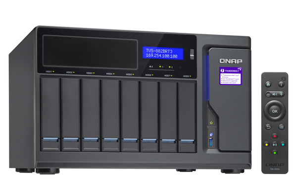 QNAP TVS-882BRT3-ODD-i7-32G 8-bay NAS 1 xBlu-ray optical drive bundlled 4 x Thunderbolt3 por TS Core i7-7700 3.6 GHz 32GB RAM 4-LAN