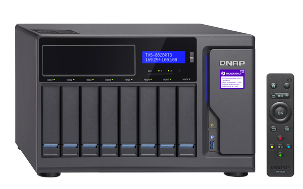 QNAP TVS-882BRT3-ODD-i7-32G 8-bay NAS 1 xBlu-ray optical drive bundlled 4 x Thunderbolt3 por TS Core i7-7700 3.6 GHz 32GB RAM 4-LAN