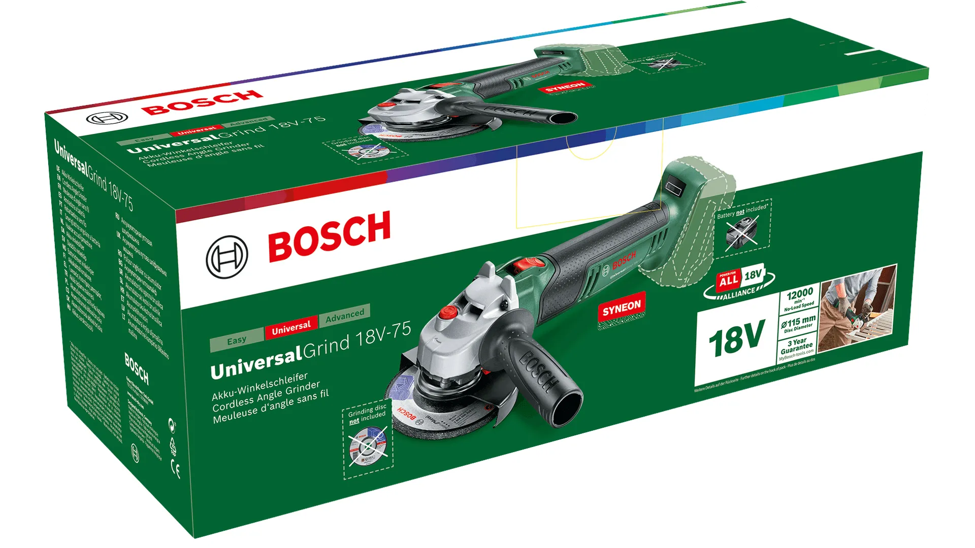 Bosch UniversalGrind 18V-75 115mm - vinkelslip&aring;