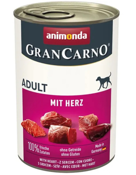 Animonda GranCarno Adult with Heart, Wet food for dogs, Grain Free, 400g