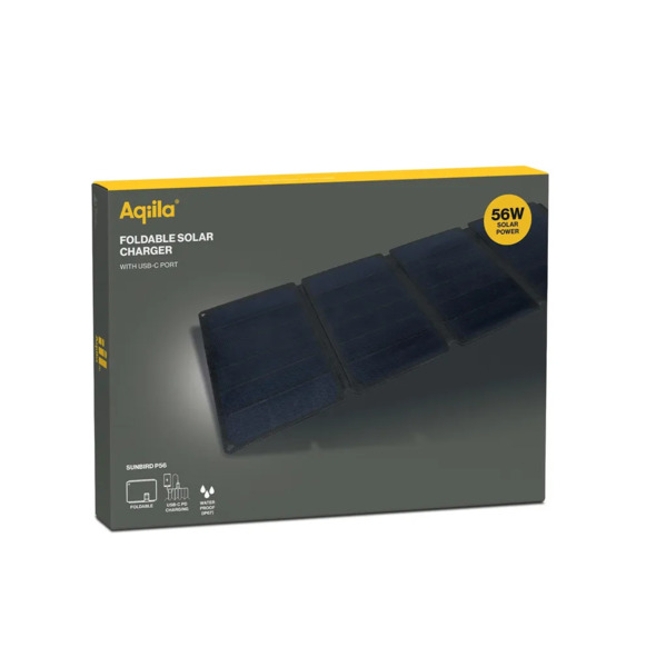Aqiila Sunbird P56 - Vikbar solpanel laddare med USB-C port