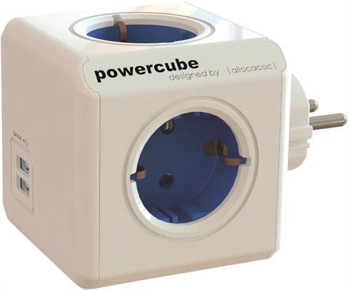 PowerCube Original 4 pistoketta, 2 USB, Sininen