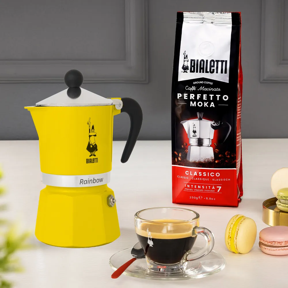 Bialetti Rainbow -kahvinkone, Keltainen