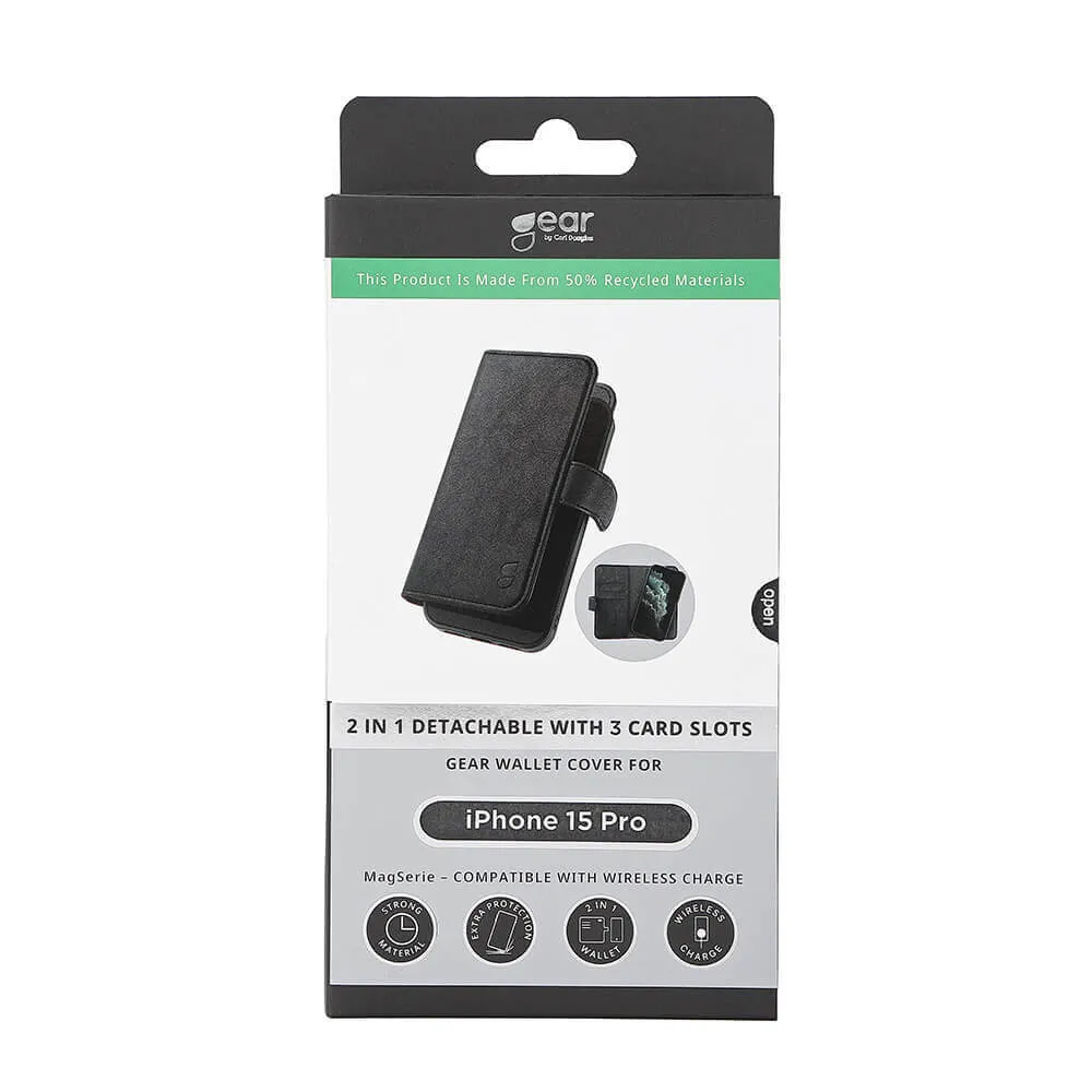 GEAR Wallet MagSeries, iPhone 15 Pro - 2-in-1 Wallet Case, Black