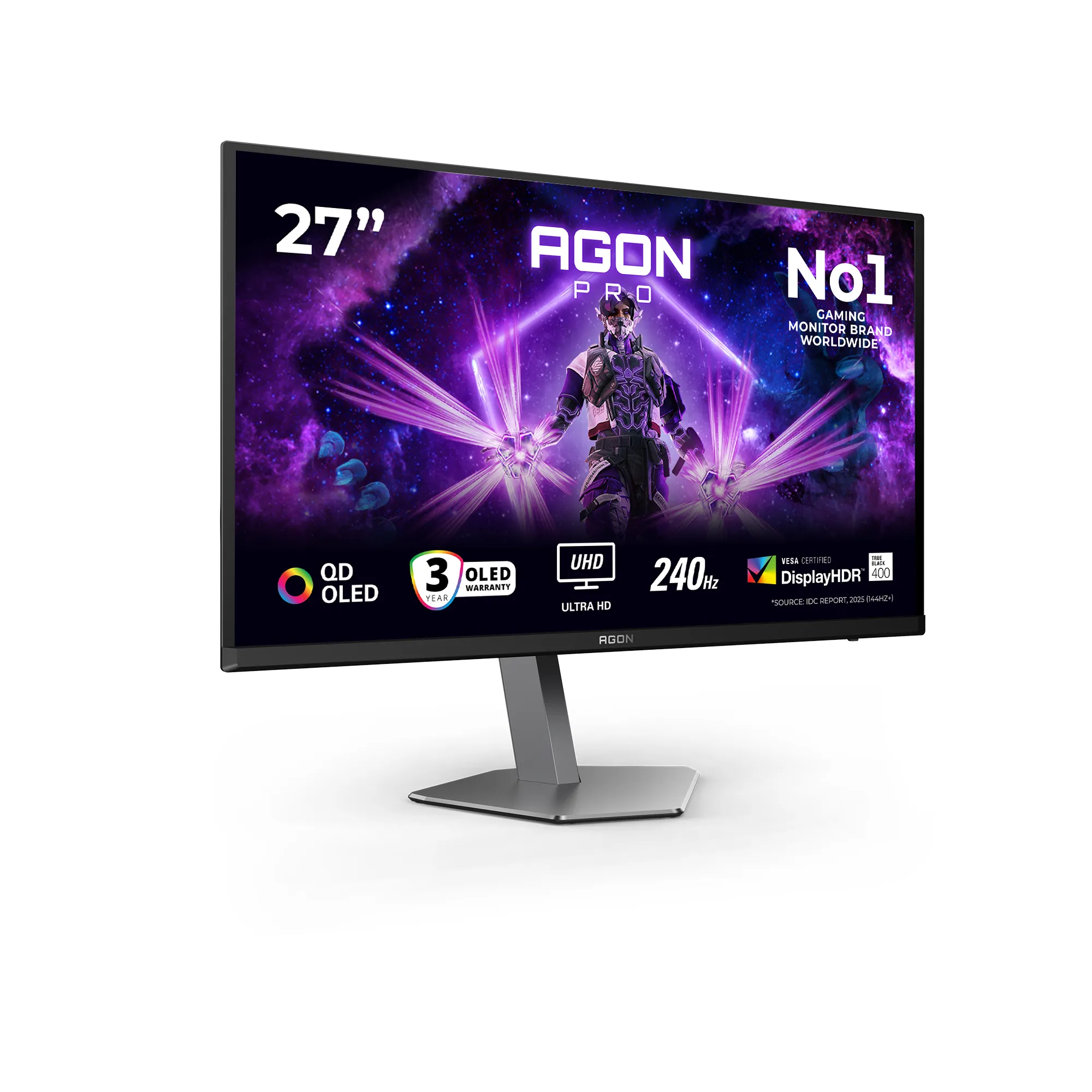 AOC AGON PRO AG276UZD 26.5" UHD 4K, QD-OLED -pelin&auml;ytt&ouml;, USB-C hub