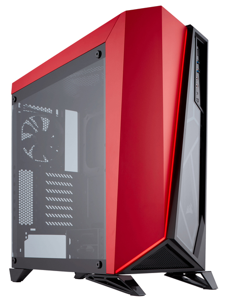 Corsair Spec Omega Mid Tower Tempered Glass -pelilaatikko, musta/punainen