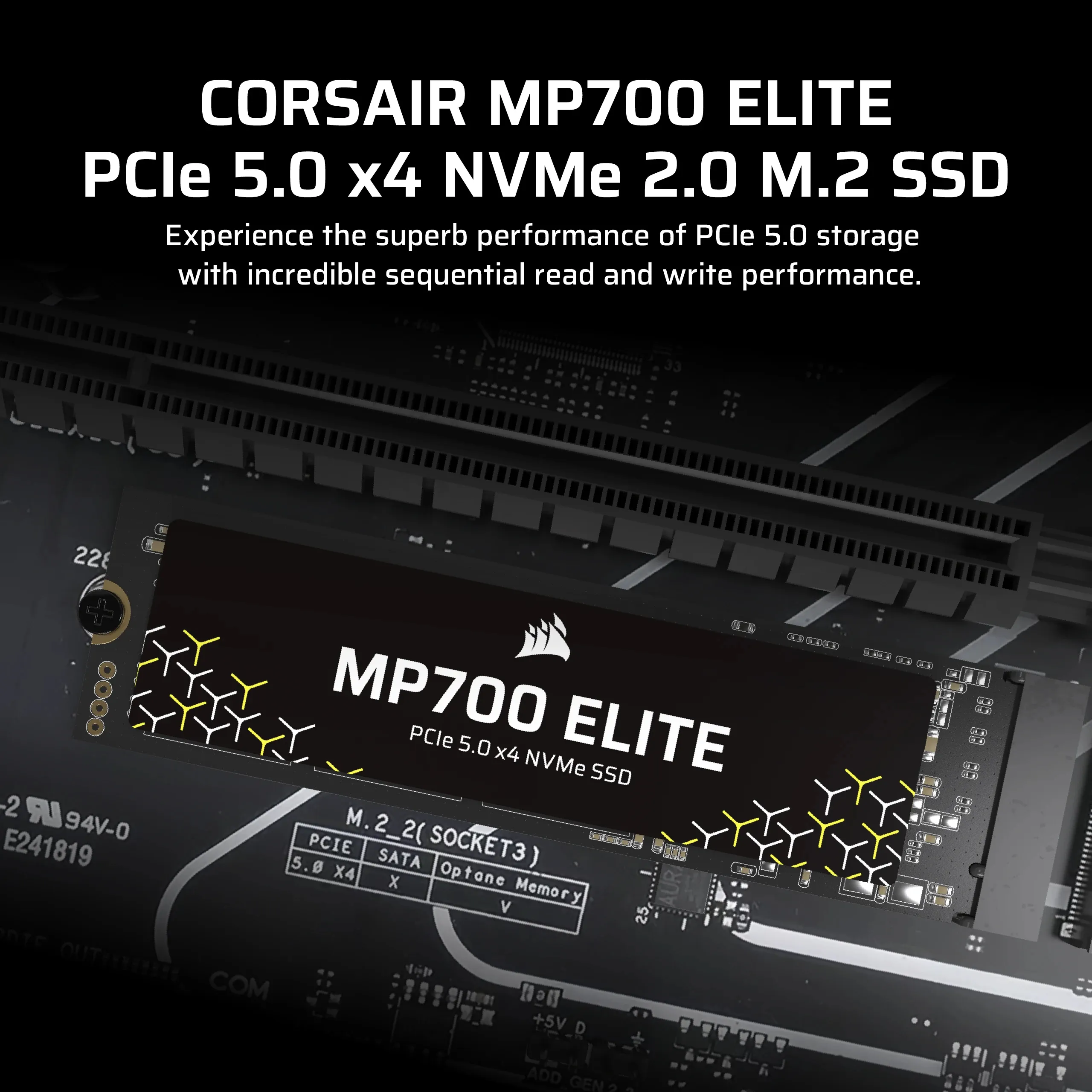 CORSAIR MP700 ELITE 2TB M.2 NVMe PCIe Gen. 5 x4 SSD no heatsink