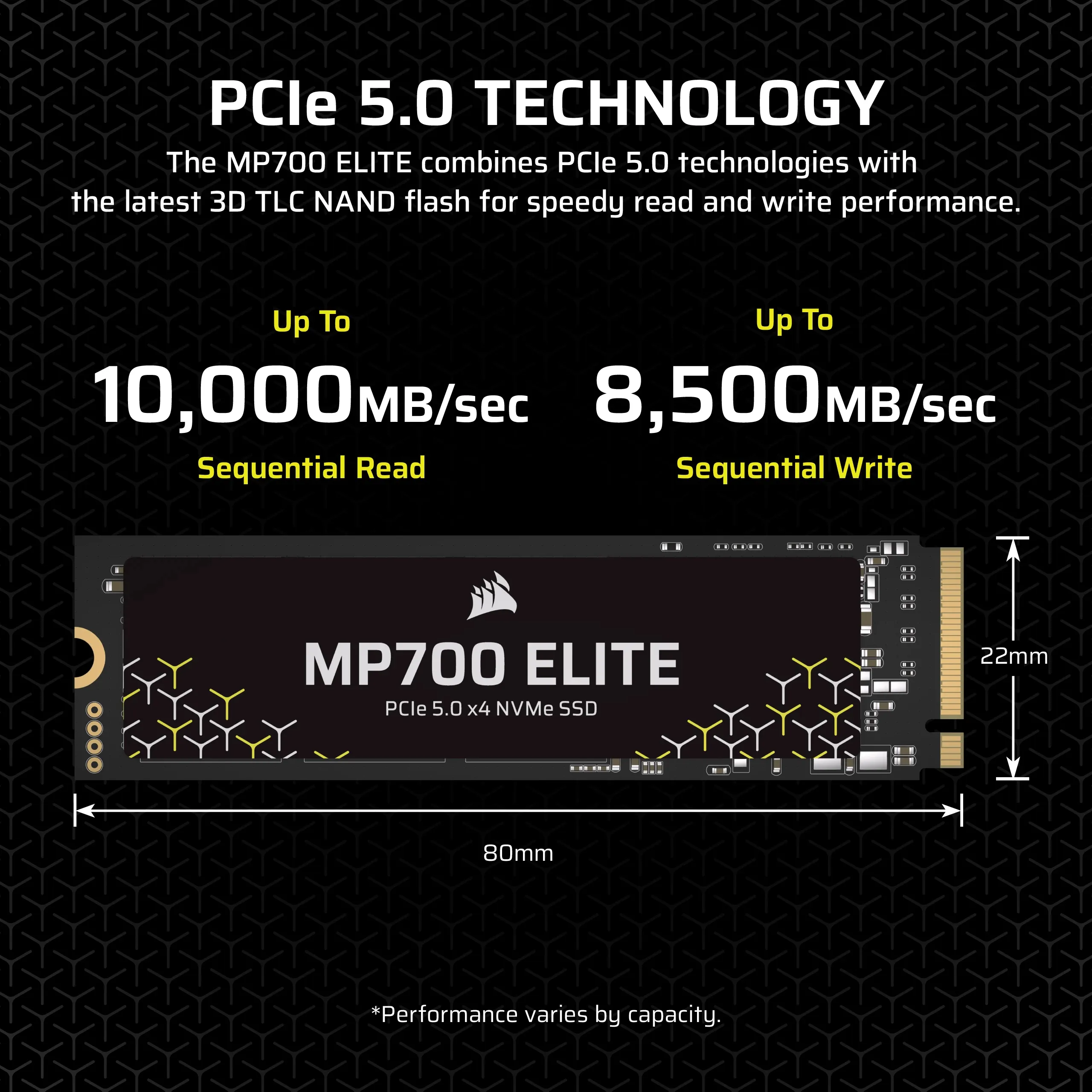 CORSAIR MP700 ELITE 2TB M.2 NVMe PCIe Gen. 5 x4 SSD no heatsink