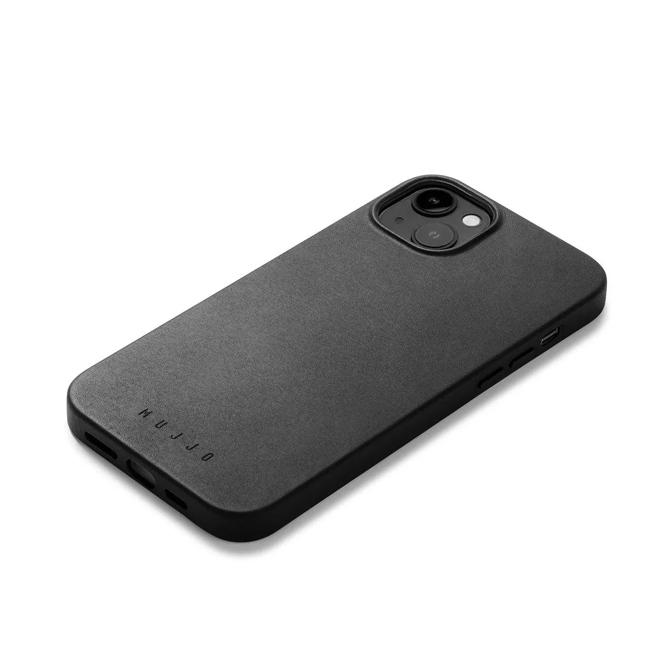 Mujjo Full Leather Case, iPhone 14 Plus, MagSafe -suojakuori, Musta