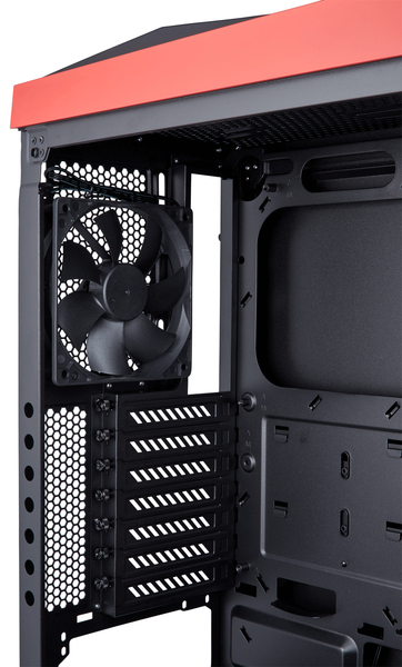 Corsair Spec Omega Mid Tower Tempered Glass -pelilaatikko, musta/punainen