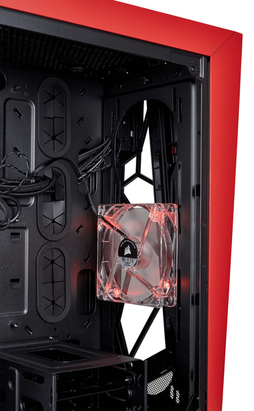 Corsair Spec Omega Mid Tower Tempered Glass -pelilaatikko, musta/punainen