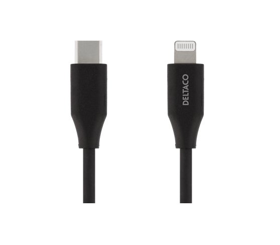 Deltaco USB-C - Lightning - cable, 1 m, Black