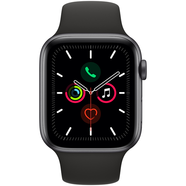 Apple Watch Series 5 GPS + Cellular, 44 mm t&auml;htiharmaa alumiinikuori ja musta urheiluranneke