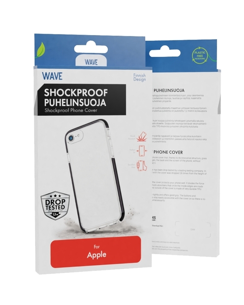 Wave ShockProof, iPhone 12 / 12 Pro - Case, Transparent/Black