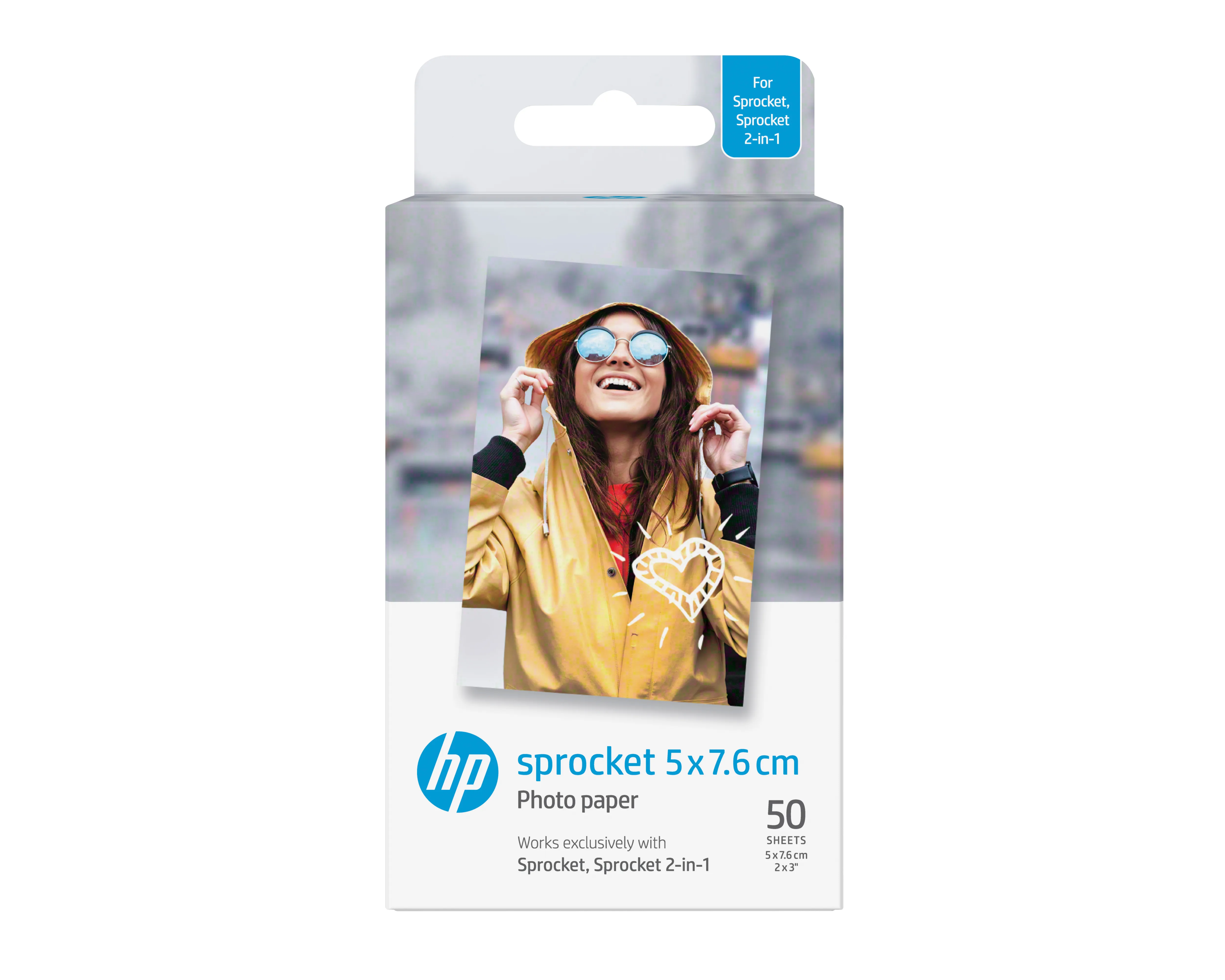 HP ZINK Sticky-Backed Photo Paper - Self-adhesive - kiilt&auml;v&auml; viimeistely - 50 x 76 mm - 290 g/m&sup2; - 50 arkki (arkit) valokuvapaperi malleihin Sprocket Photo