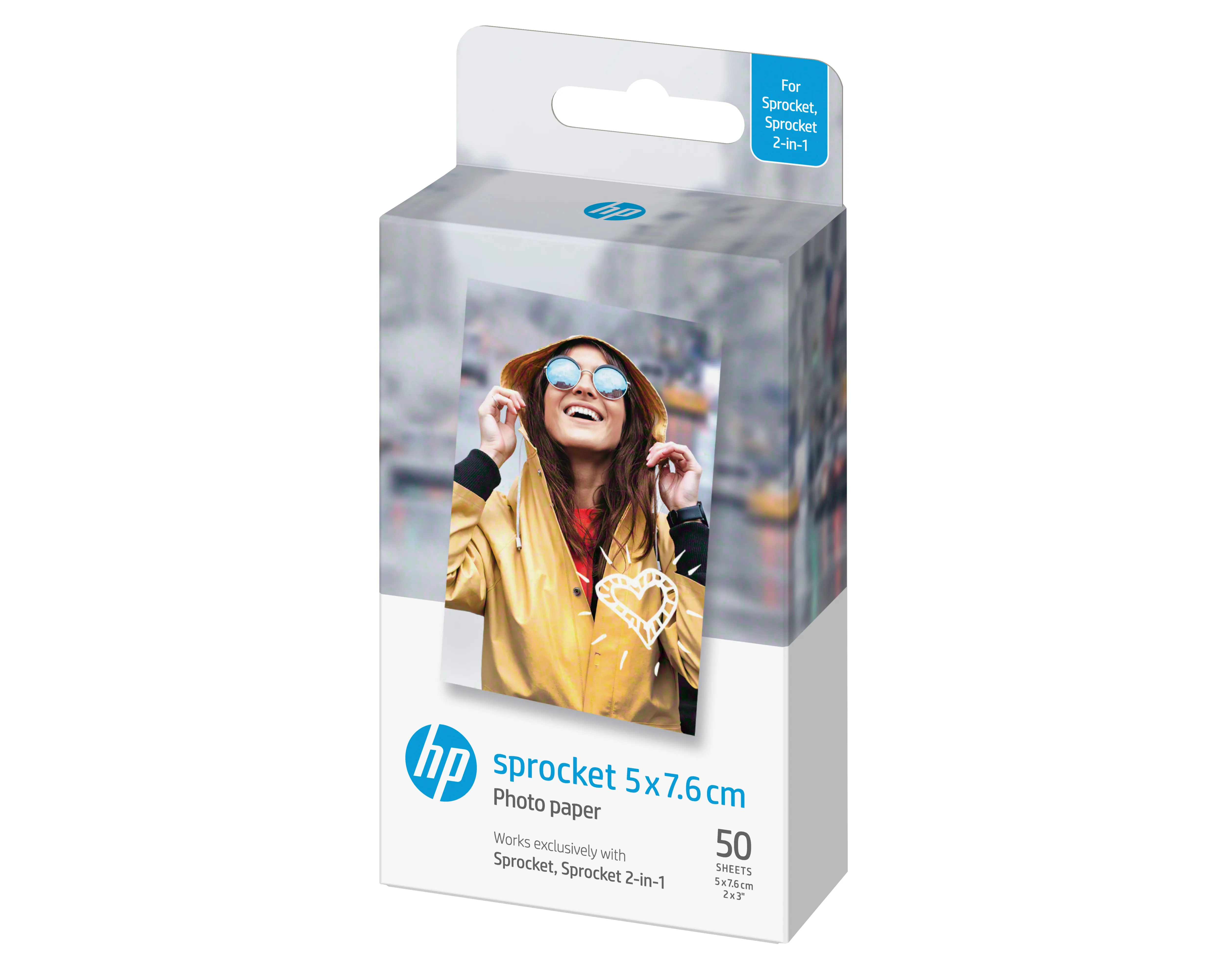 HP ZINK Sticky-Backed Photo Paper - Self-adhesive - kiilt&auml;v&auml; viimeistely - 50 x 76 mm - 290 g/m&sup2; - 50 arkki (arkit) valokuvapaperi malleihin Sprocket Photo