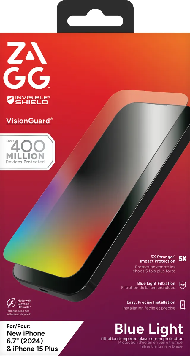 Zagg InvisibleShield Glass Elite VisionGuard iPhone 16 Plus / 15 Plus - sk&auml;rmskydd