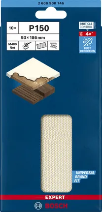 BOSCH Mesh structure sanding sheet M480 93x186 K150 10x - 2608900746 EXPERT RANGE
