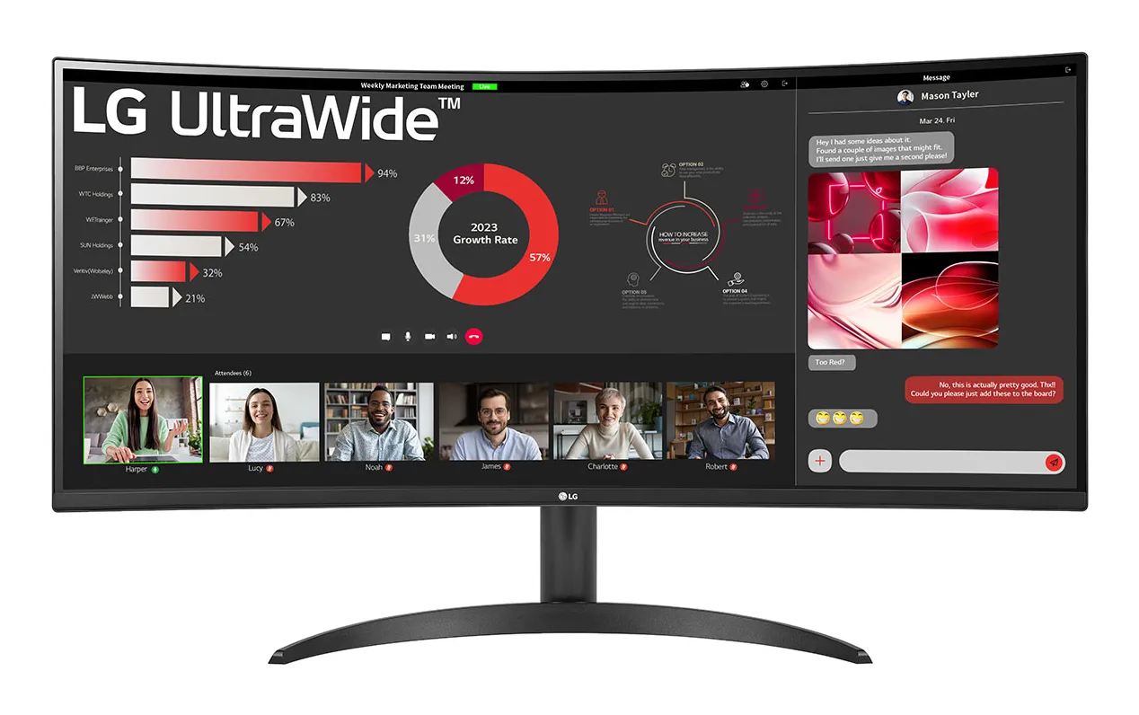 LG UltraWide 34WR50QK-B 34" UWQHD, VA -kaareva näyttö