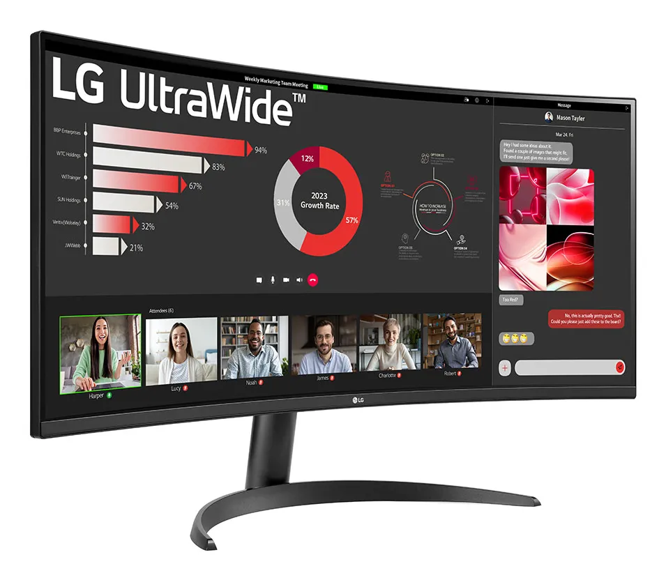 LG UltraWide 34WR50QK-B 34" UWQHD, VA -kaareva näyttö