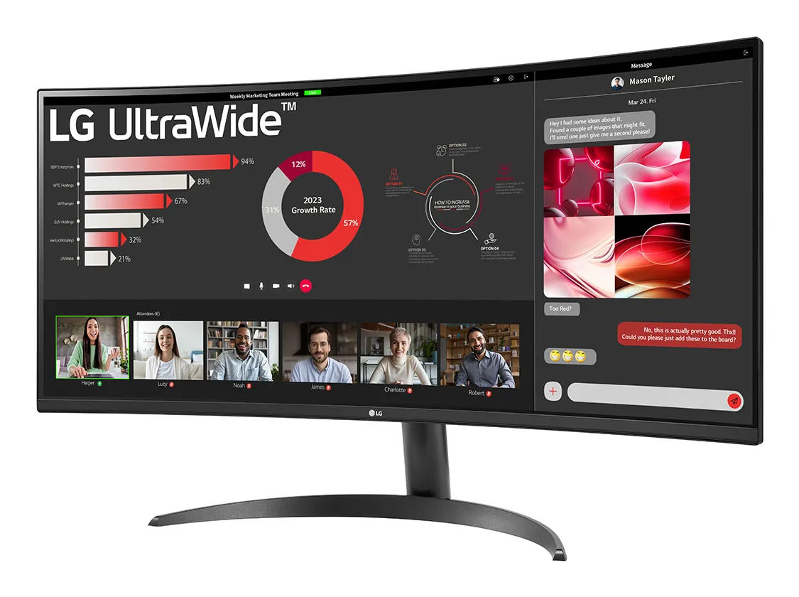 LG UltraWide 34WR50QK-B 34&quot; UWQHD, VA -kaareva n&auml;ytt&ouml;