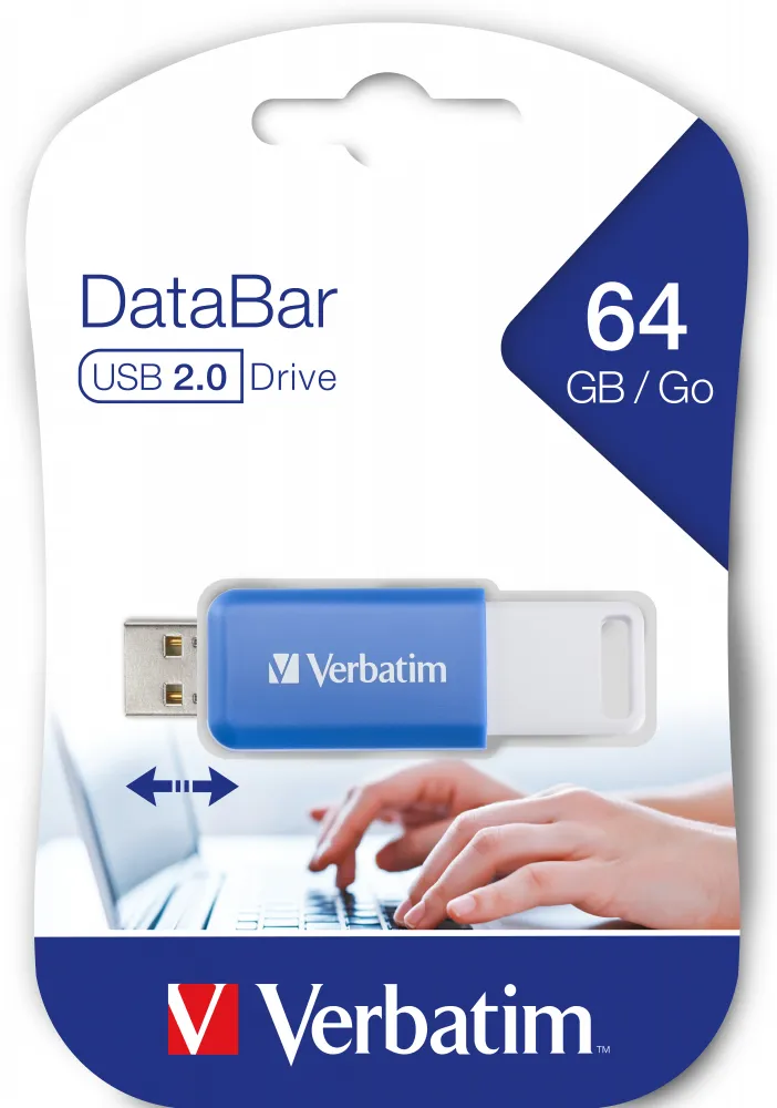 Verbatim DataBar USB 2.0 64 Gt -muistitikku, sininen