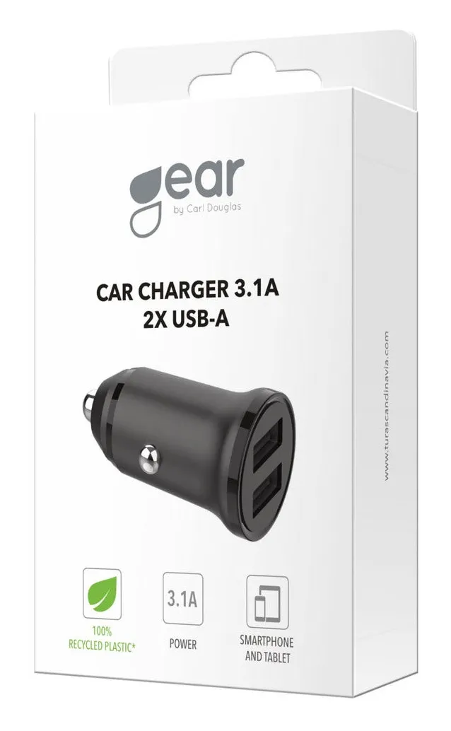 GEAR Laturi 12/24V 2xUSB-A 3,4A Musta