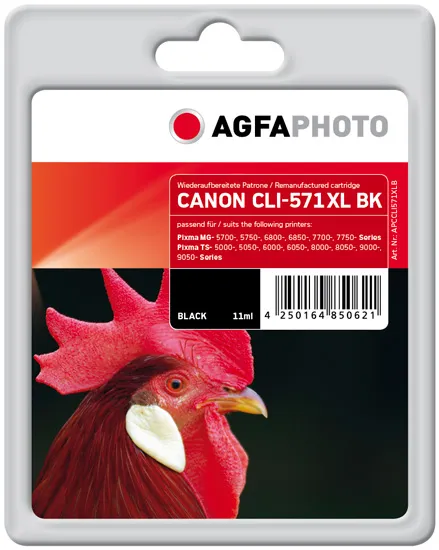 AGFAPHOTO APCCLI571XLB -mustekasetti, 11 ml, musta
