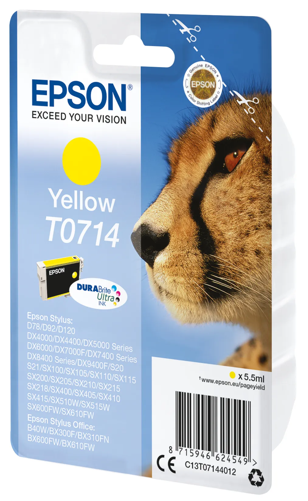 Epson T0714 ink cartridge, 5.5 ml, Yellow