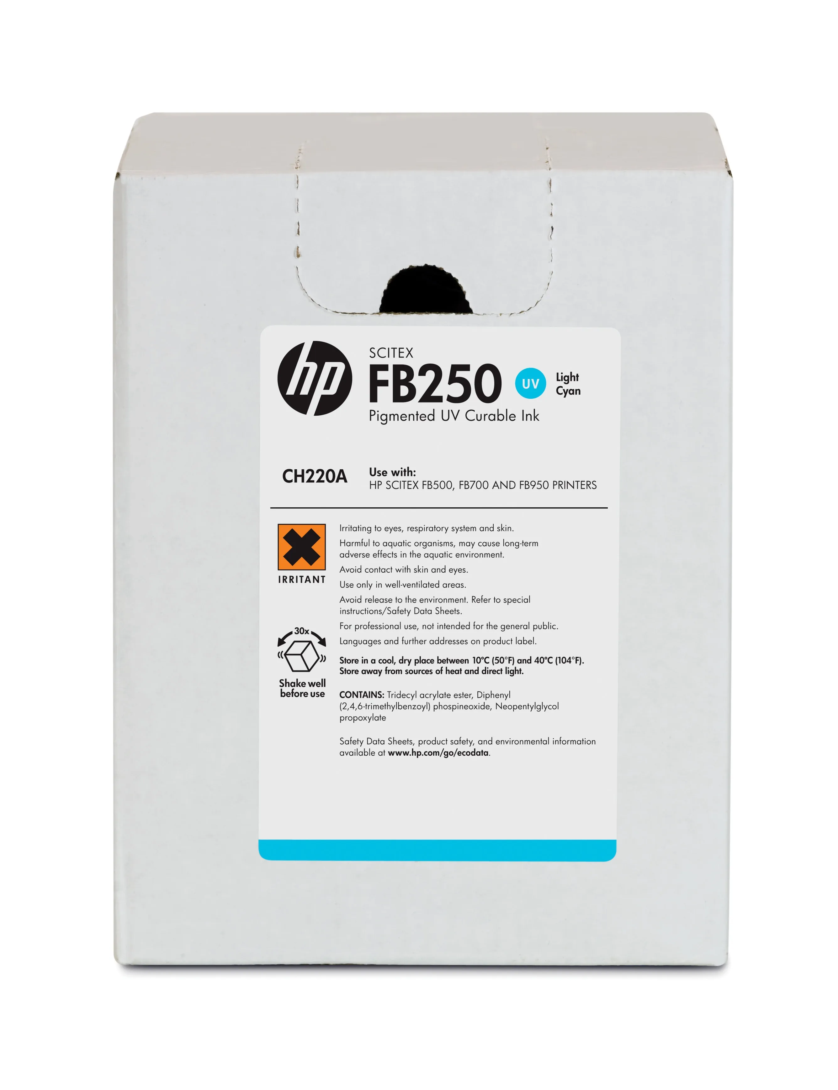 HP Scitex FB250 -mustepullo, 3 l, vaalea syaani