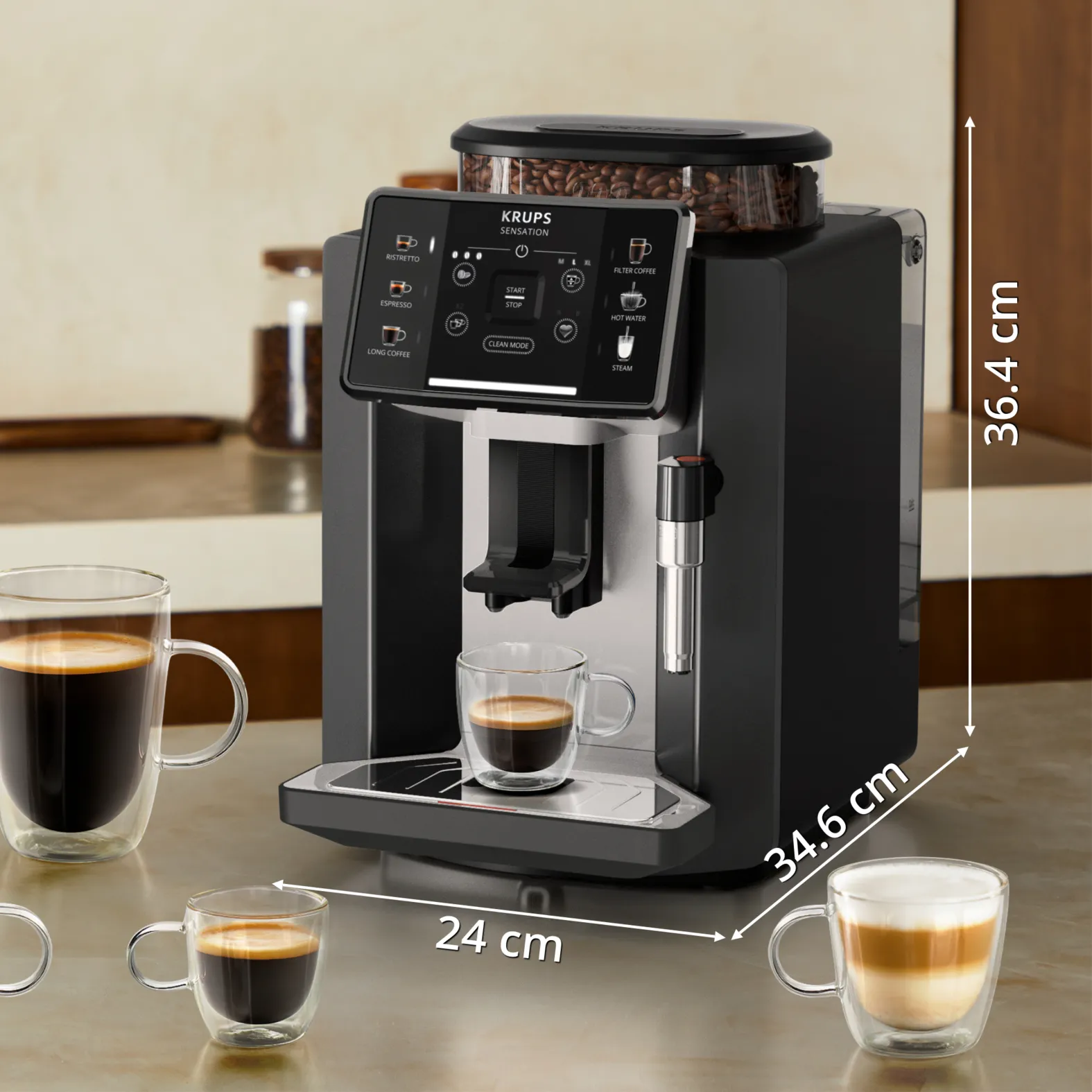 KRUPS Sensation C90 EA910A helautomatisk espressomaskin, svart, krom