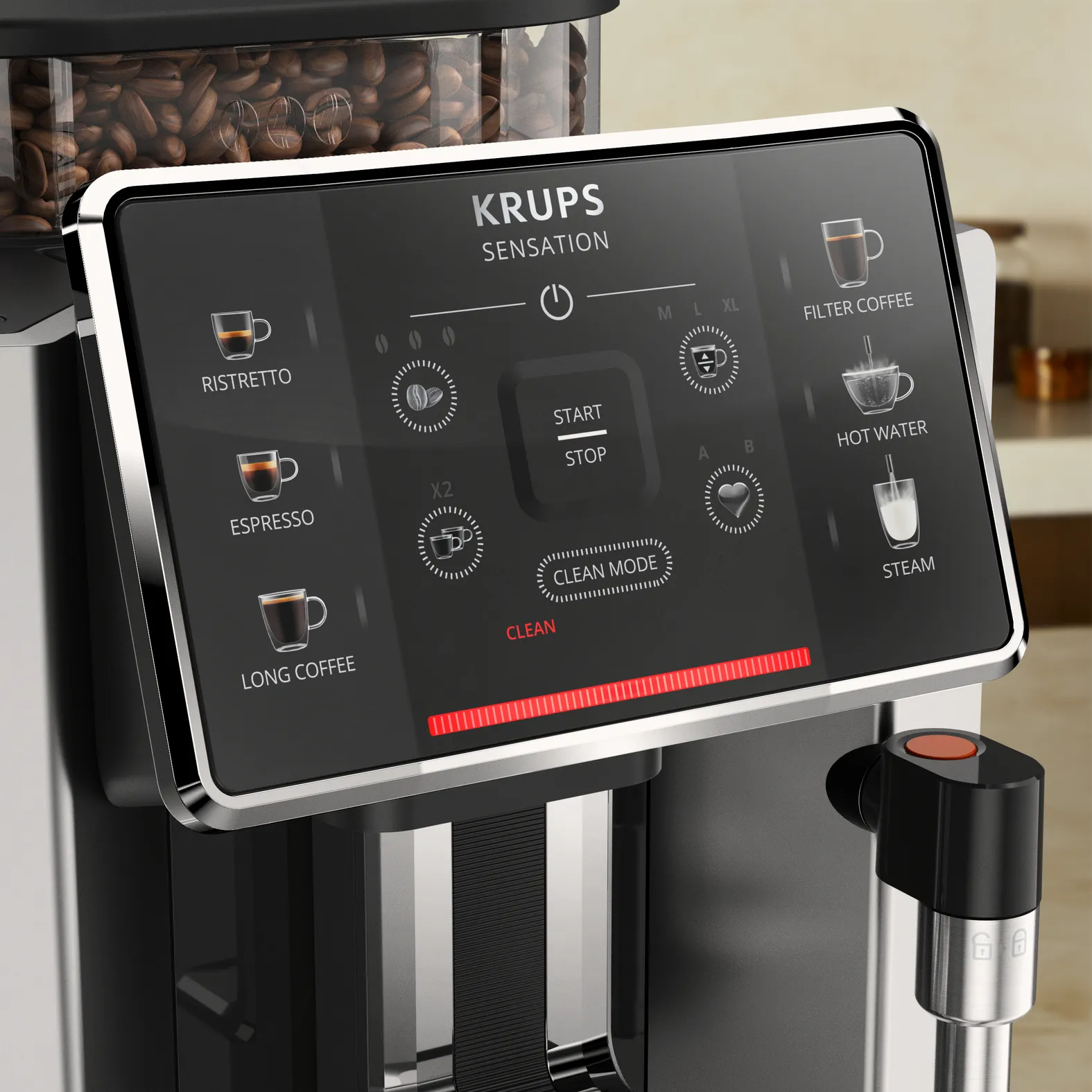 KRUPS Sensation C90 EA910A helautomatisk espressomaskin, svart, krom