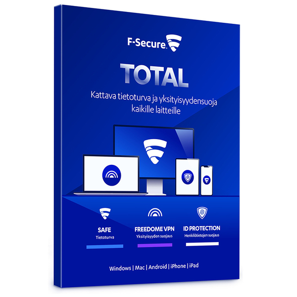 F-Secure TOTAL 24 kk / 10 laitetta -tietoturvaohjelmisto, ESD - s&auml;hk&ouml;inen lisenssi