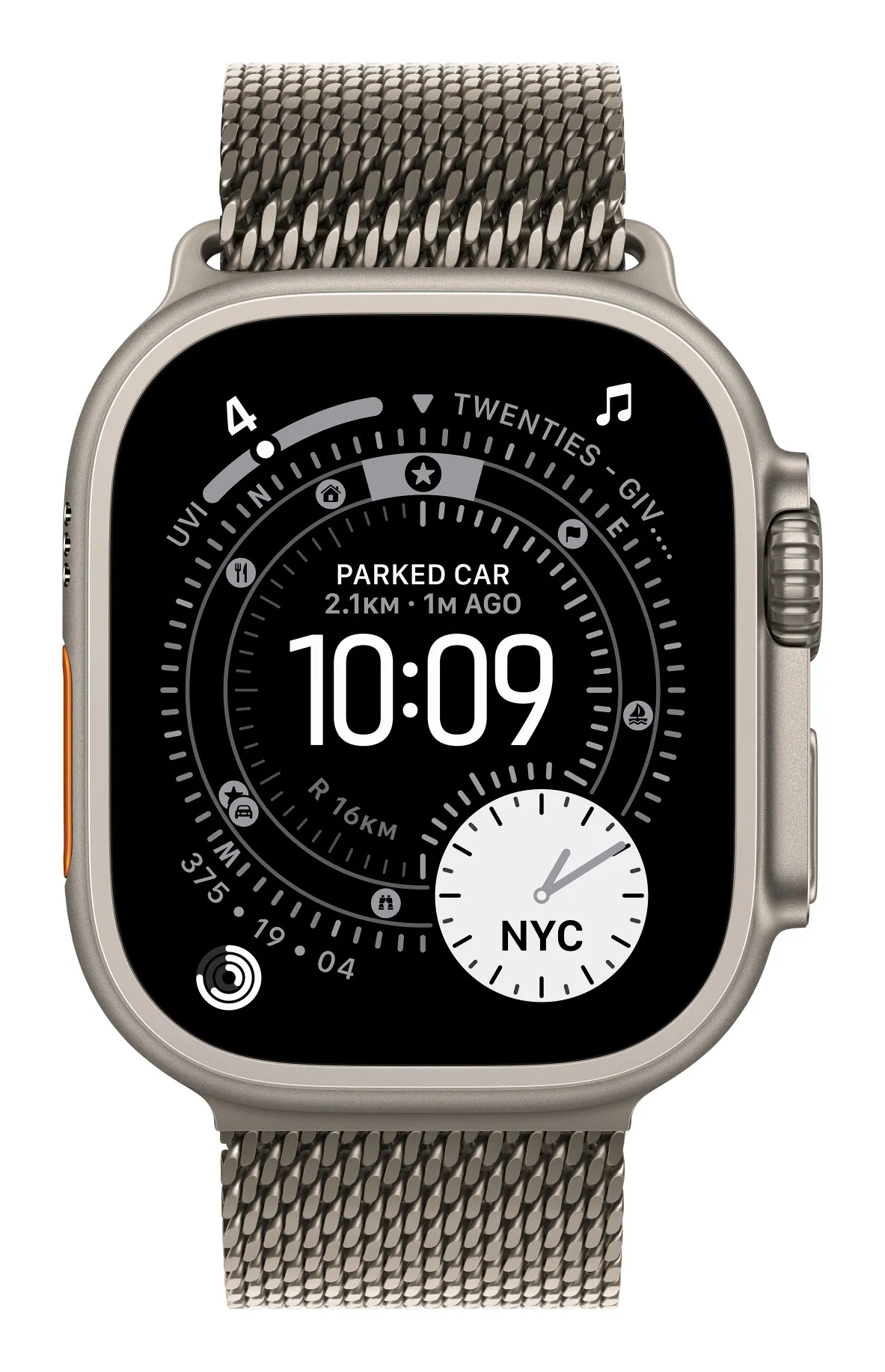 Apple Watch 49 mm milanesisk loop, L, Natural Titanium Finish