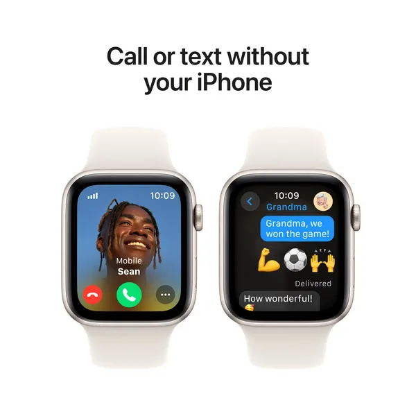 APPLE Watch SE GPS + Cellular 44mm Starlight Aluminium Case with Starlight Sport Band - S/M