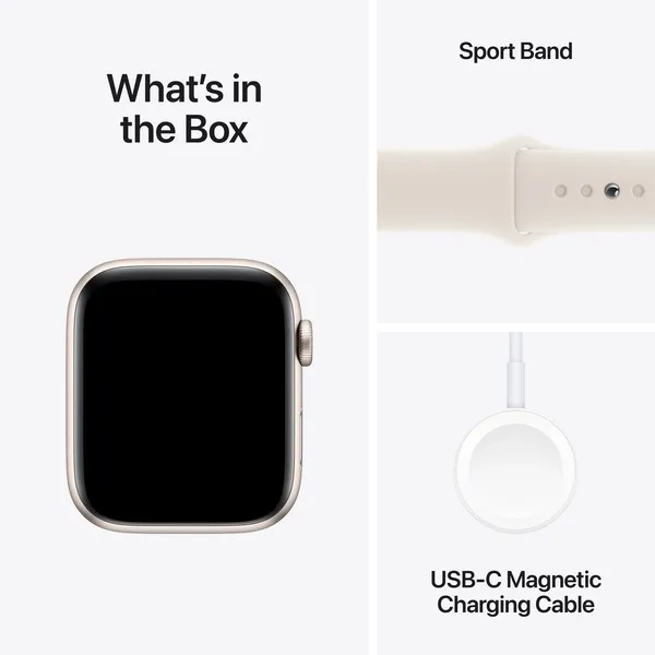 APPLE Watch SE GPS + Cellular 44mm Starlight Aluminium Case with Starlight Sport Band - S/M