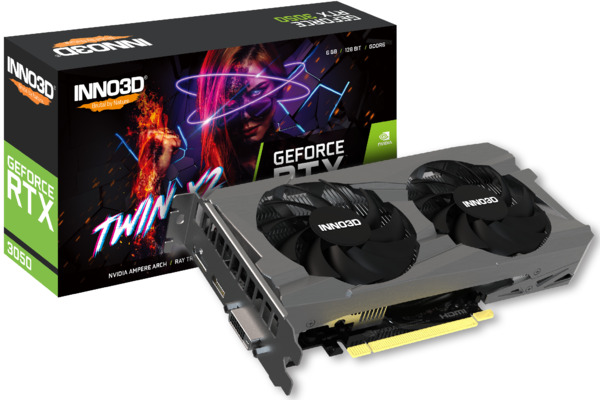 INNO3D GeForce RTX 3050 TWIN X2, graphics card (Lite Hash Rate, 1x DisplayPort, 1x HDMI 2.1)