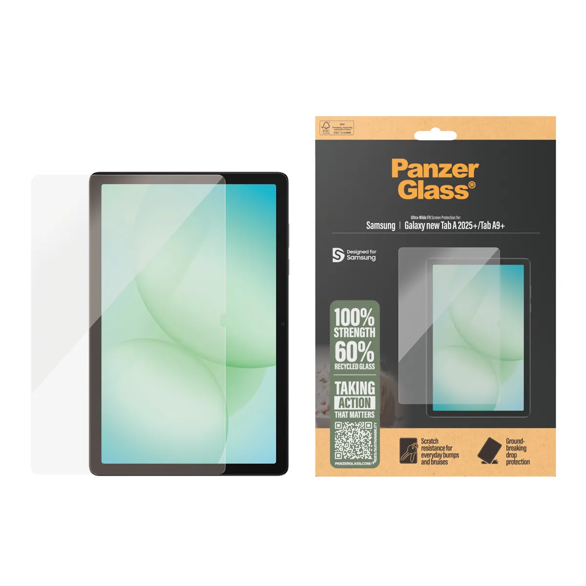 PanzerGlass Ultra-Wide Fit Galaxy Tab A11+ / Tab A9+ -panssarilasi