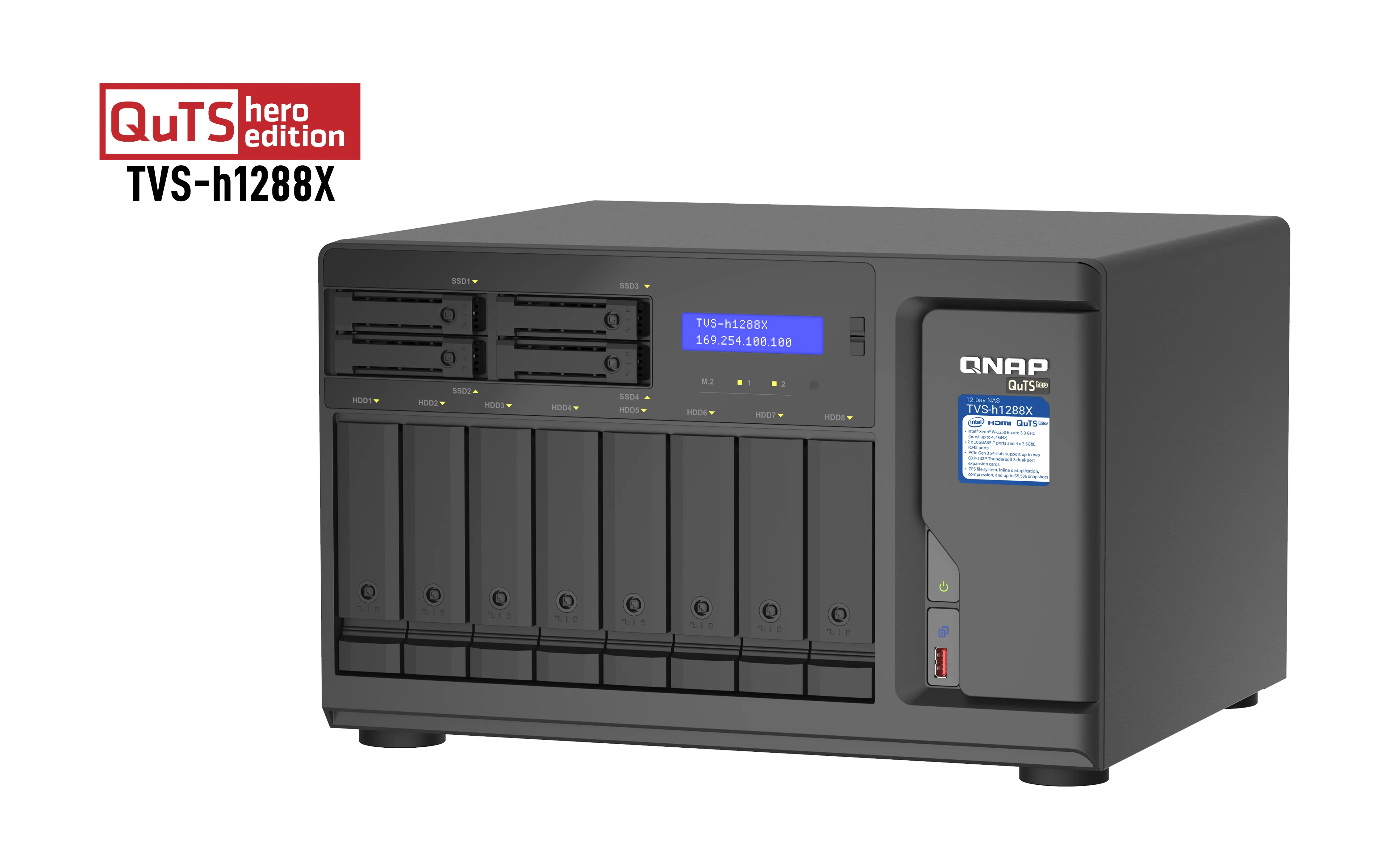 Qnap TVS-H1288X-W1250-16G, 12x kiintolevypaikkaa -verkkolevypalvelin