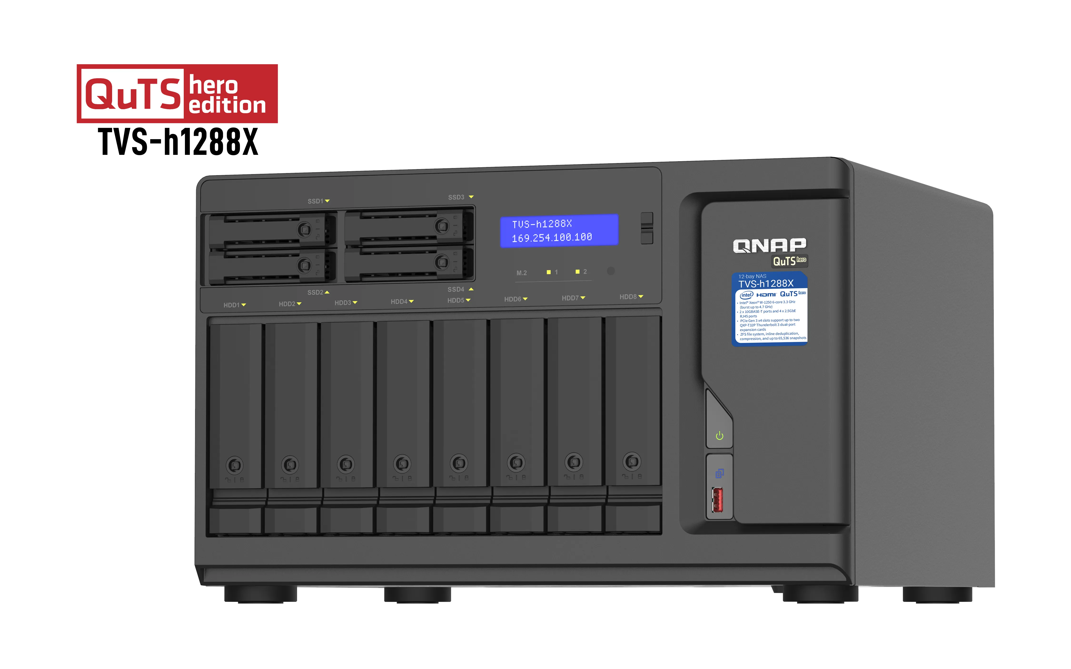 Qnap TVS-H1288X-W1250-16G, 12x kiintolevypaikkaa -verkkolevypalvelin
