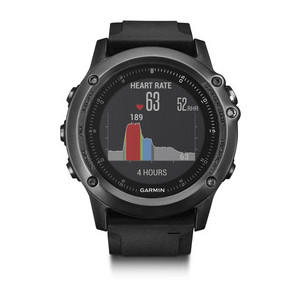 GARMIN FENIX 3 SAPPHIRE HR  GRAY WITH BLACK SILICONE BAND