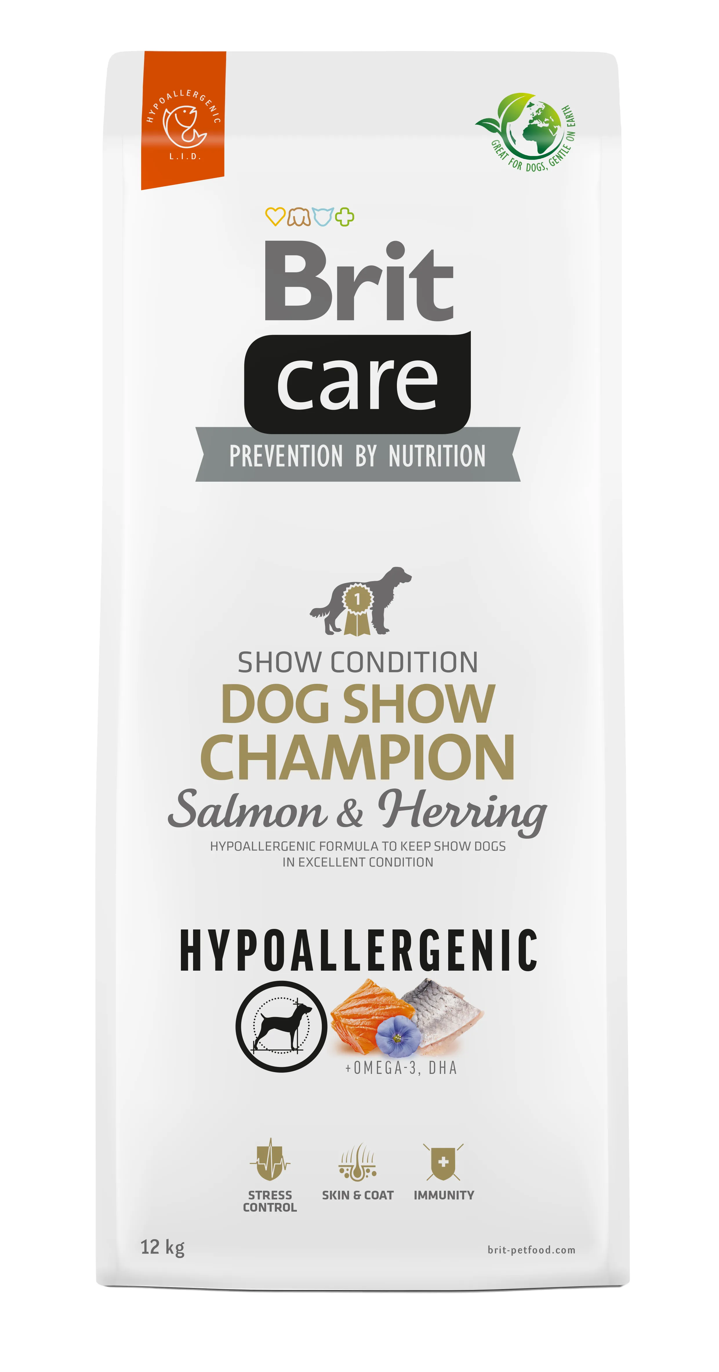 Brit Care Hypoallergenic Dog Show Champion Salmon & Herring, Dry food for dogs, Adult, 12kg