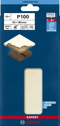 BOSCH Mesh structure sanding sheet M480 93x186 K100 10x - 2608900744 EXPERT RANGE