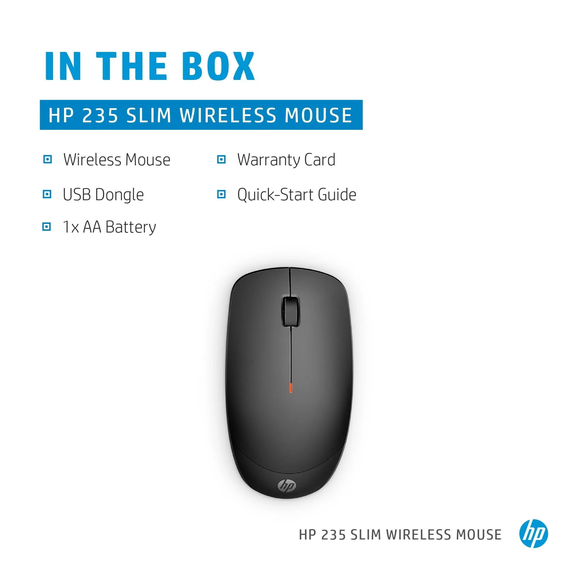HP 235 Slim Wireless Mouse, Black