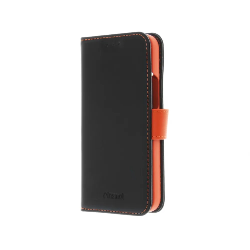 Insmat Flip Case, iPhone 14 - Wallet Case, Black/Orange