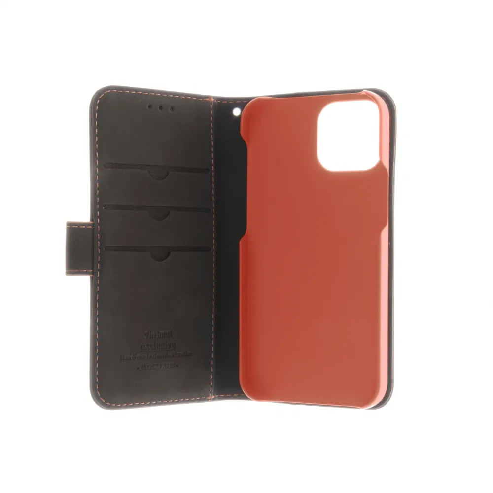 Insmat Flip Case, iPhone 14 - Wallet Case, Black/Orange