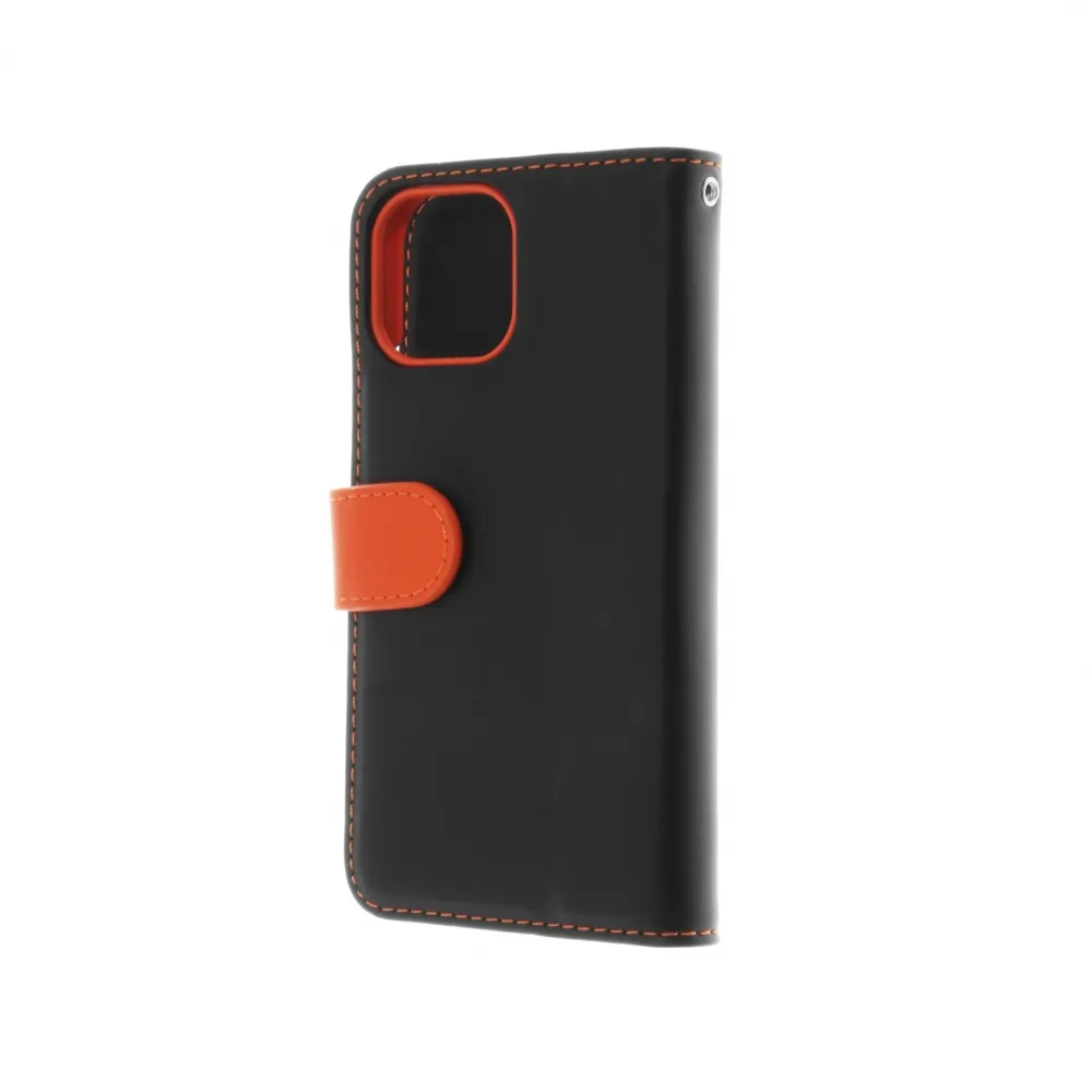 Insmat Flip Case, iPhone 14 - Wallet Case, Black/Orange