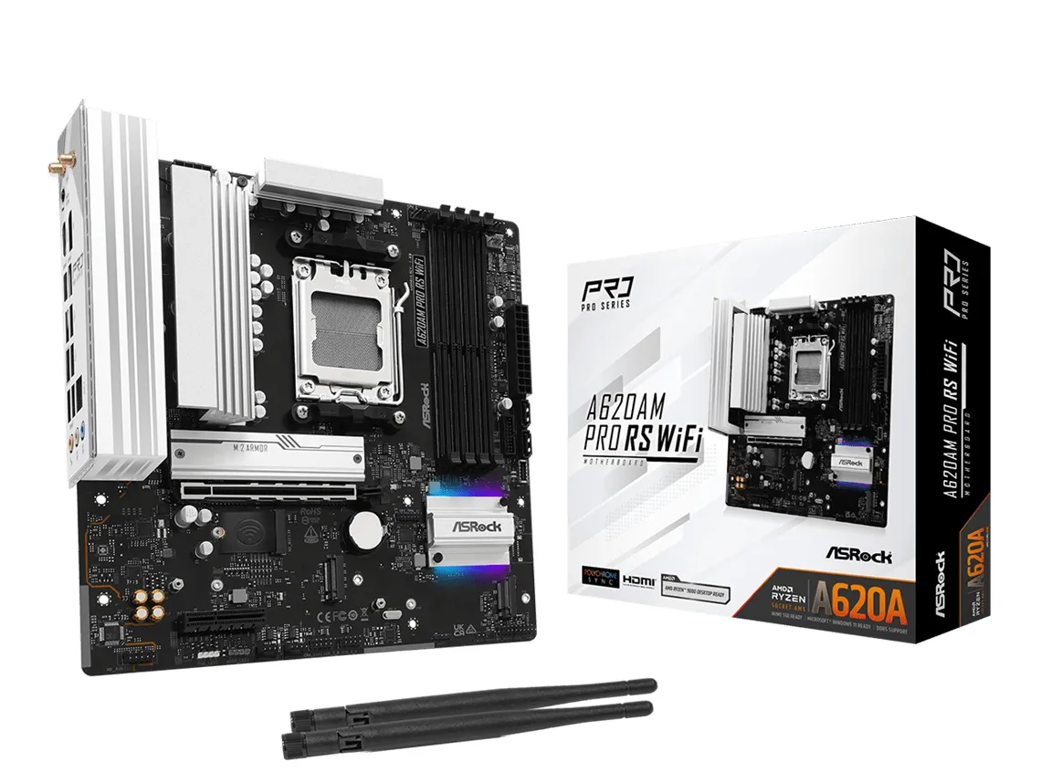 ASRock A620AM Pro RS WiFi AM5 mATX Motherboard